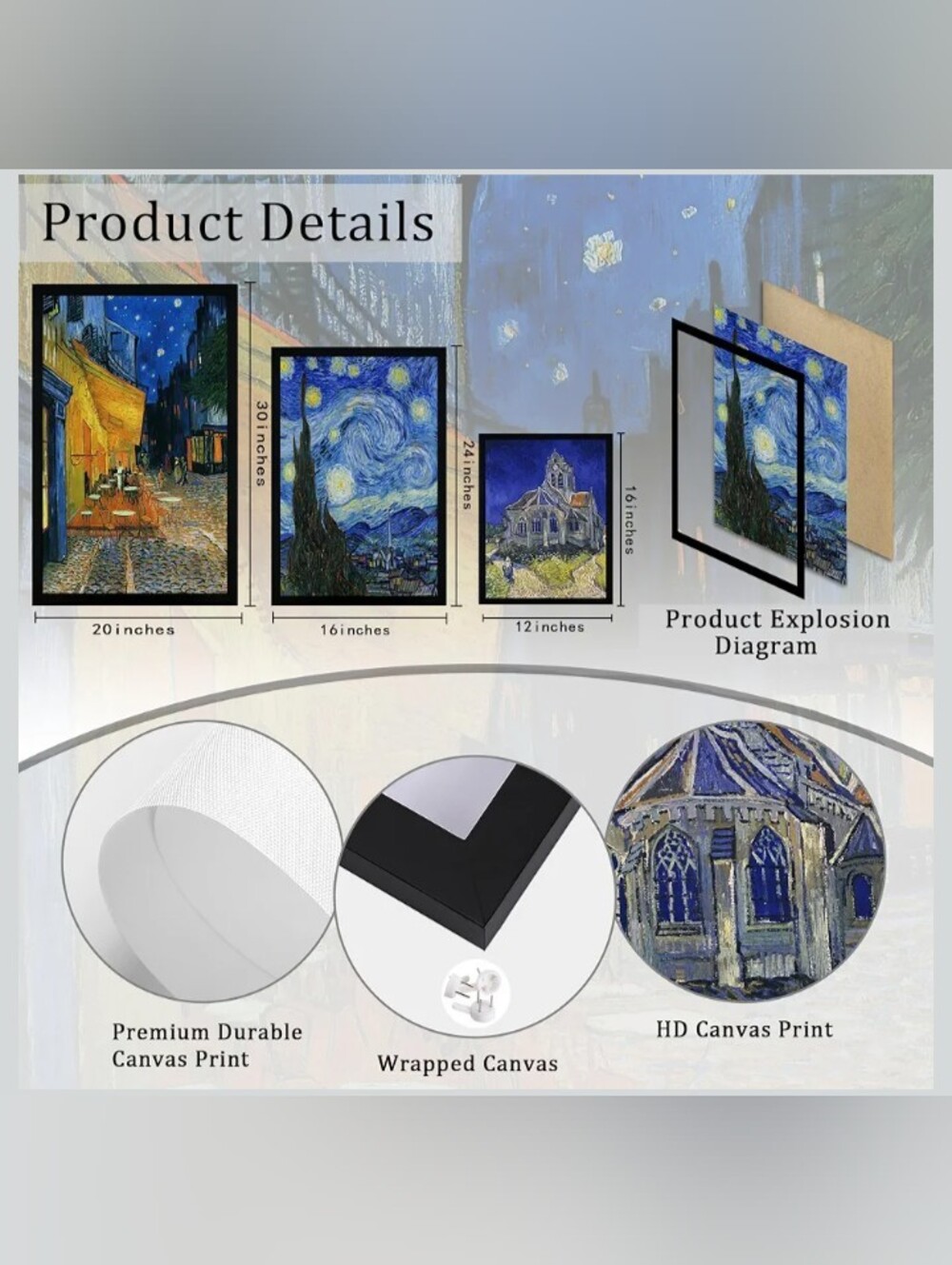 Cuspin 3 Piece Van Gogh Wall Art Trio - 12x16 In NWT - Picture 5 of 6